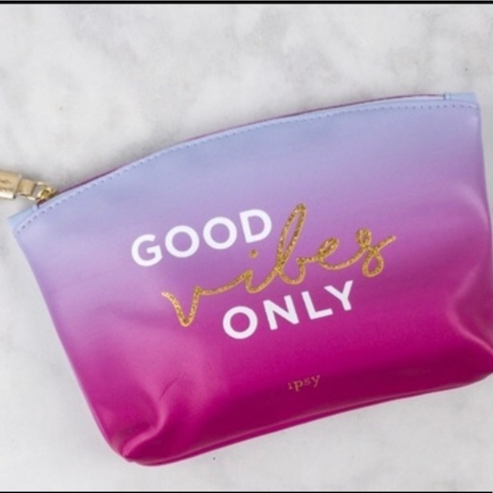 Ipsy Ombré Good Vibes Only Cosmetic Glam Clutch Bag